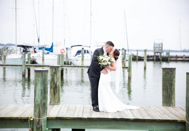 Dockside at the Annapolis Maritime Museum makes for a the perfect wedding photo.