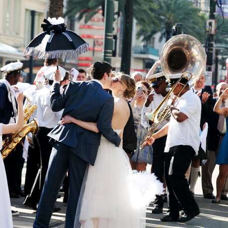 French Quarter bride and groom