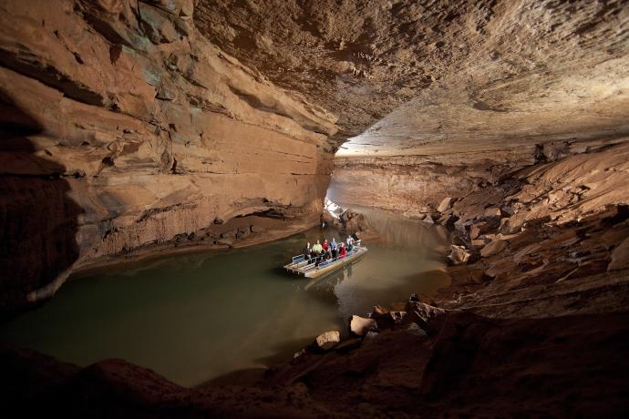 Boat Going Through Lost River Cave