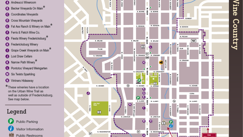 Fredericksburg Urban Wine Trail Map 2023