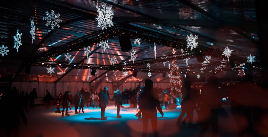 The Gateway ice rink at night