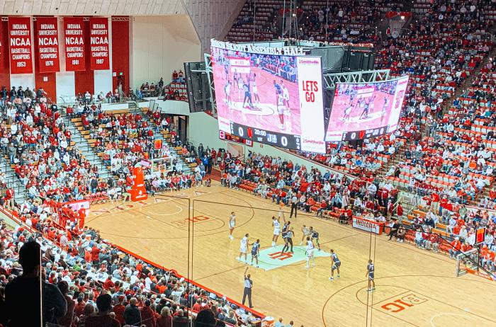 Tip off at an IU Men's Basketball game