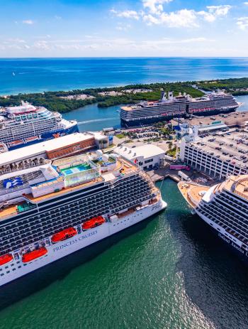 Cruise ships docked at Port Everglades.