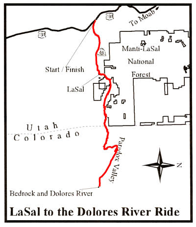 La Sal Junction to the Dolores River bike route
