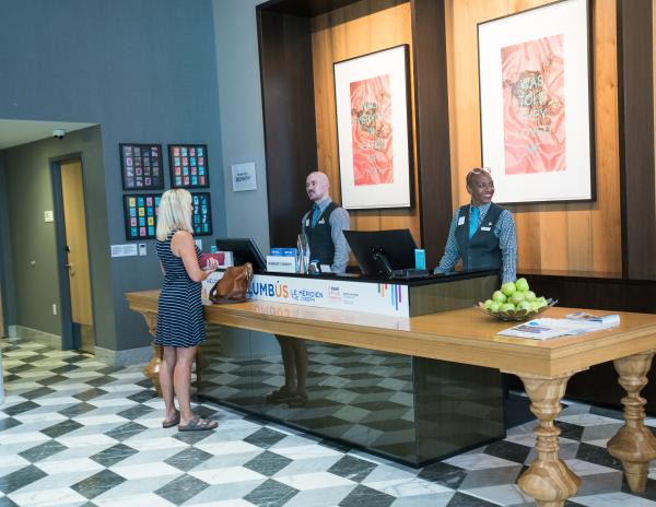 Hotel Front Desk at the Marriott Bonvoy in Columbus, OH