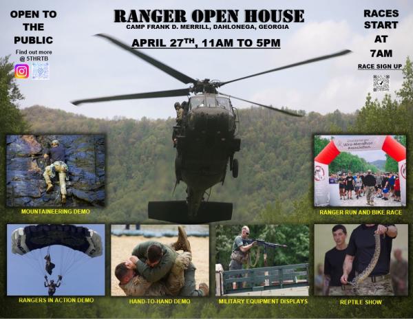 Picture of Helicopter with text saying Ranger Open House