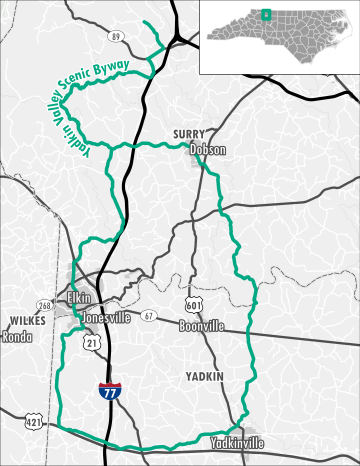 Yadkin Valley Scenic Byway Map