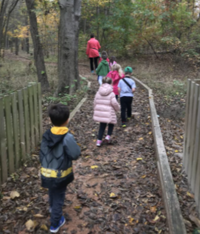 Children on a nature trail