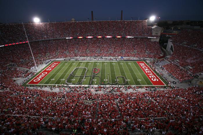 Ohio State Marching Band performs Script Ohio at The Shoe