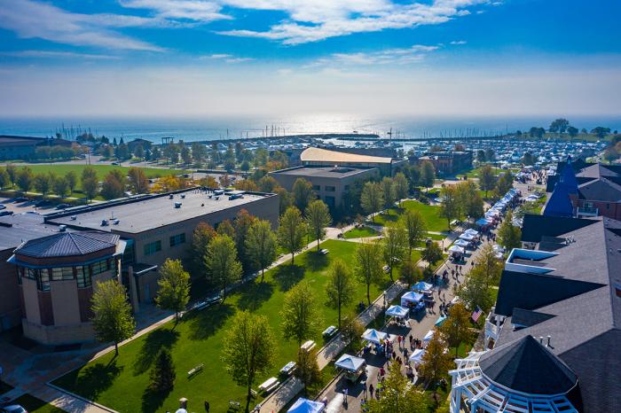 aerial view of HarborPark during Kenosha HarborMarket