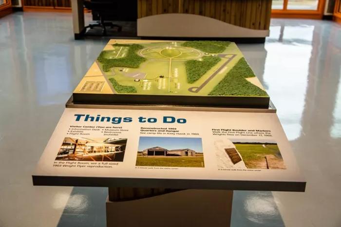 A map of the grounds at the Wright Brothers National Memorial in Kitty Hawk, NC.