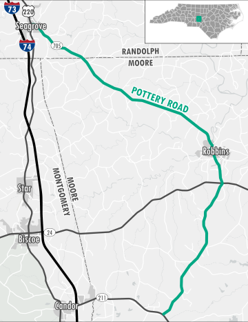 Map of the Pottery Road Scenic Byway