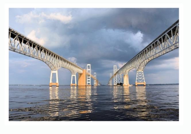 Photograph by Monica Hawes - “Between the Spans” of the Chesapeake Bay Bridge
