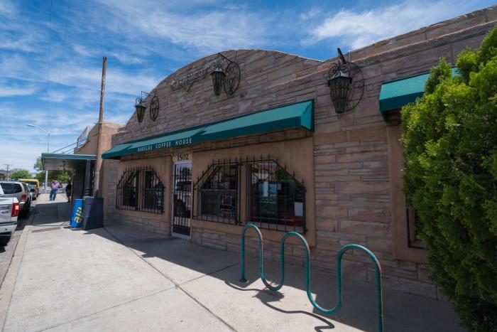 The exterior of Barelas Coffee House.