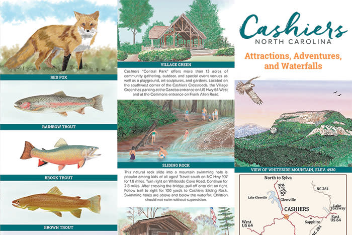 Cashiers Attractions Adventures and Waterfalls Map