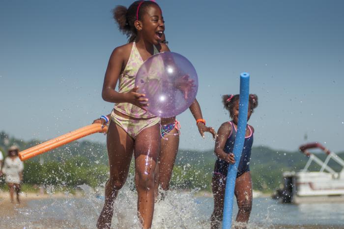 Girls Swimming at West End Beach