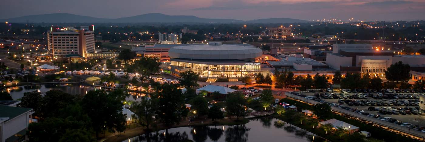 Aerial View Of Von Braun Center In Huntsville, AL