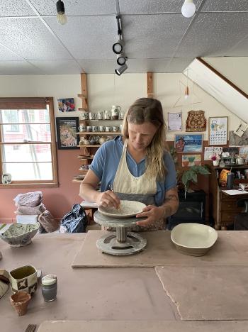 Maria Dondero working on piece