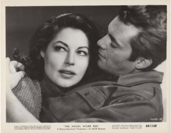 Publicity still of Ava Gardner and Dirk Bogarde in The Angel Wore Red