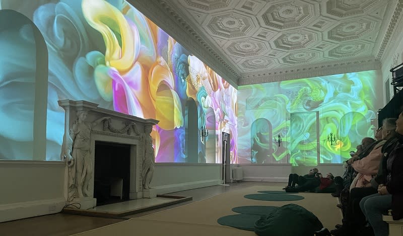 Rapturous Delight light and sound installation in one of Croome's grand rooms