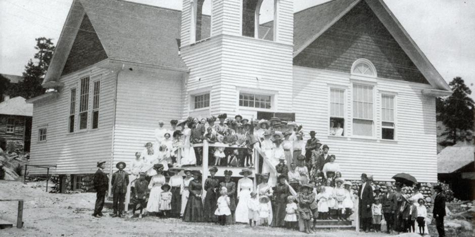 Old photo of an Estes Park church