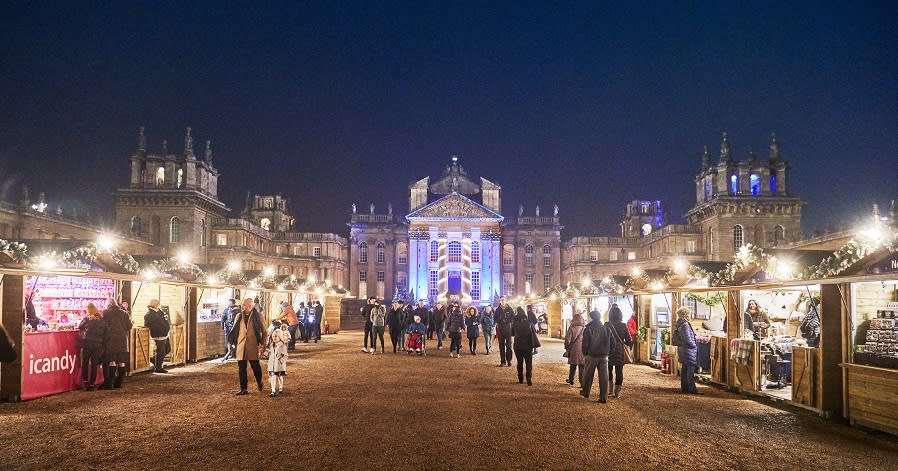People shopping at Blenheim Christmas market