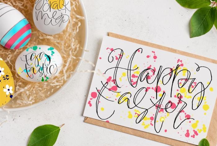 A picture of an easter card and decorations