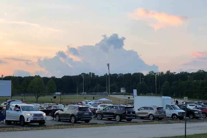 view of drive in movie theater at Pfitzner Stadium