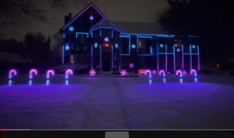 Christmas lights illuminate a home in Wichita on Westport