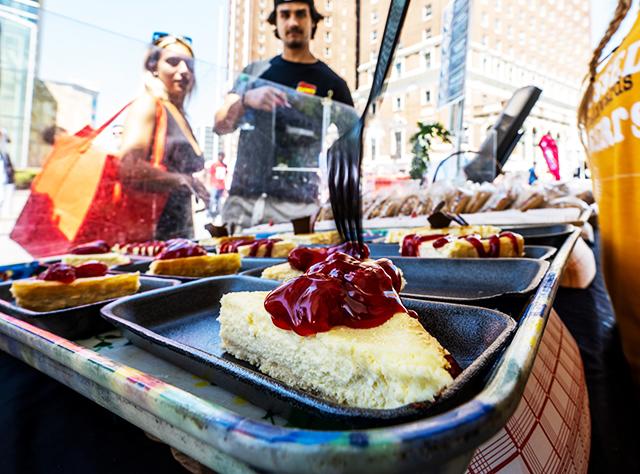 A cheesecake with cherries on top at the Taste of Buffalo festival