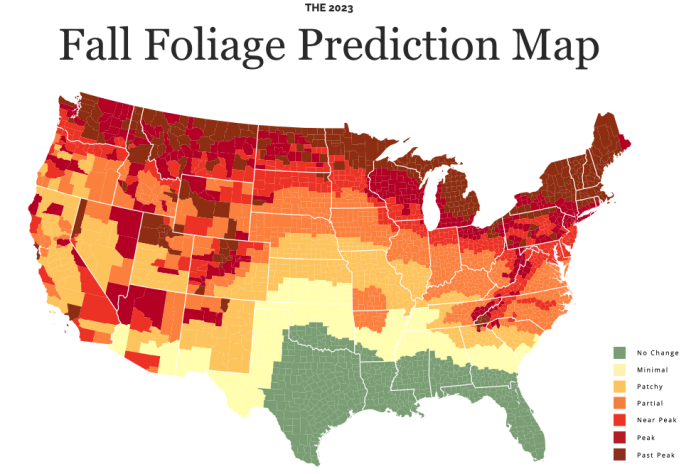 Map of Fall Foliage Predictions across the United States