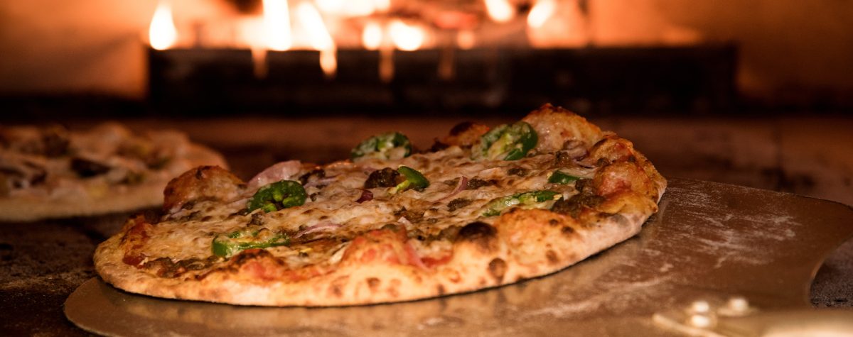 A wood fired pizza