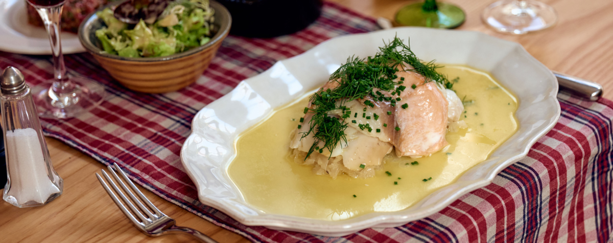 A fish dish in a rich sauce from L'Opaline Bistrot in Beverley