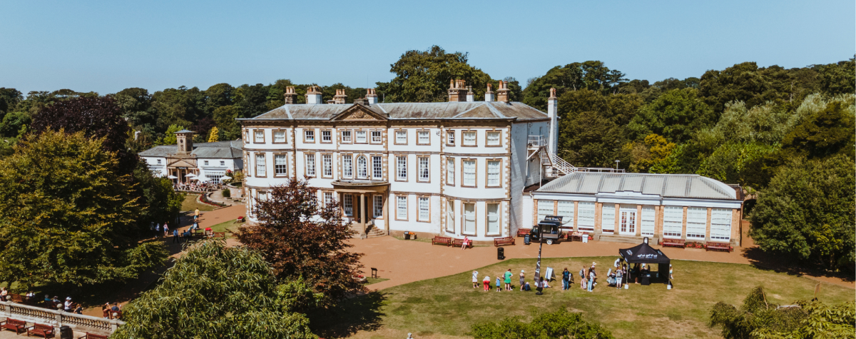 An aerial view of Sewerby Hall and Gardens in Bridlington, East Yorkshire