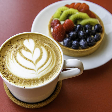 sucrose coffee and fruit pastry