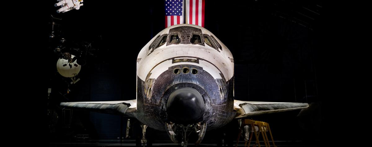 bleisure header - udvar-hazy center space shuttle discovery