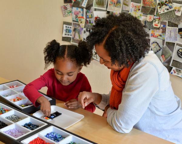 Mother and daughter crafting