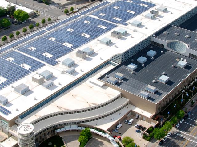 Salt Palace Convention Center Rooftop Solar Panel Array