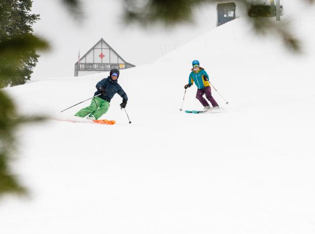 Couple Skiing at Solitude