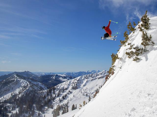 Skier Catching Air at Mineral Basin at Snowbird
