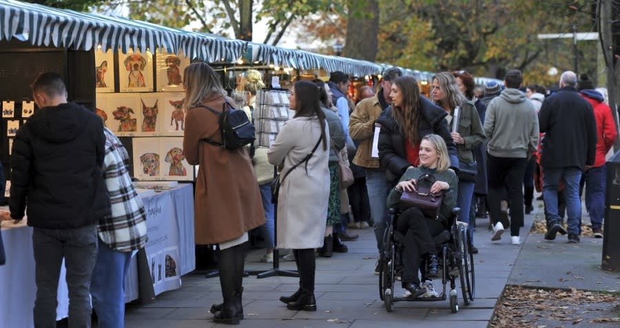 People shopping at Cheltenham Christmas Market