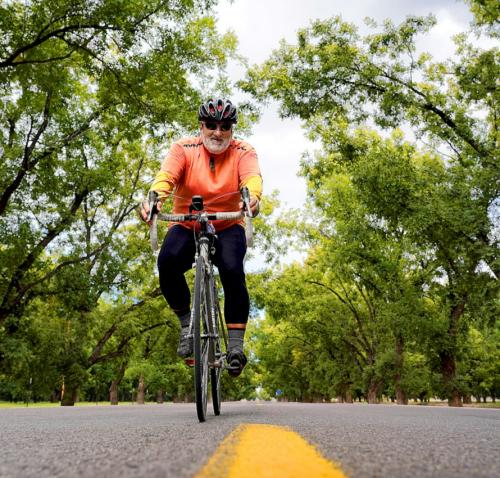 Mature cyclist pecan orchard