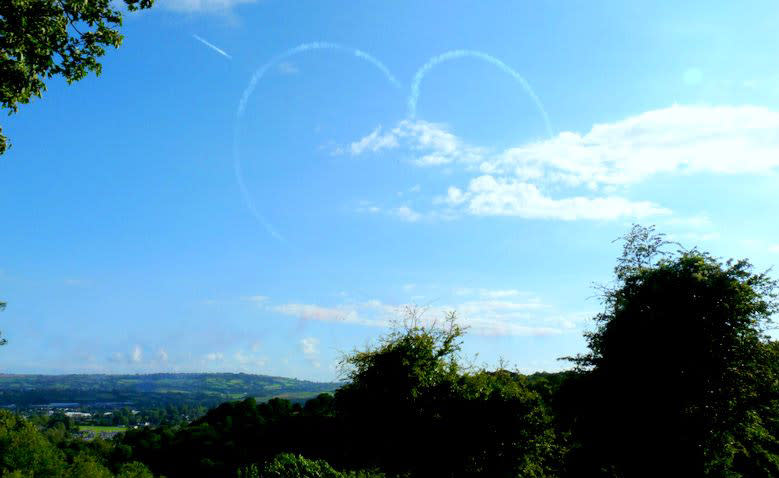 A white heart drawn in the sky - Credit Angharad Paull