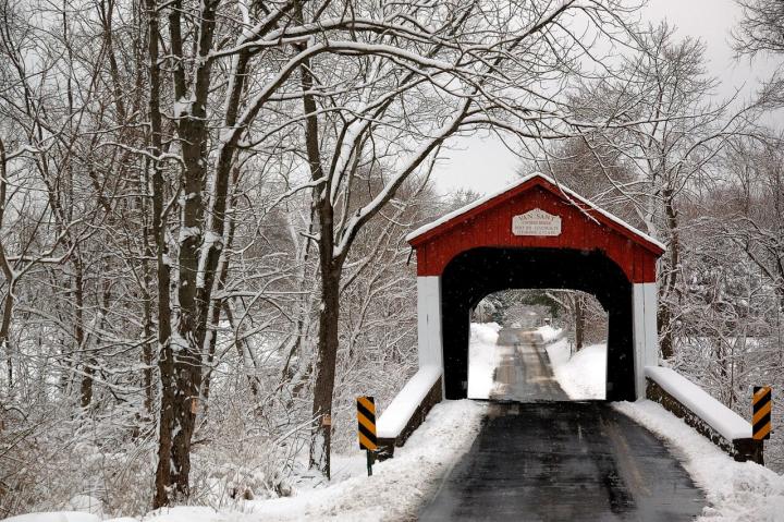 Snowy bridge