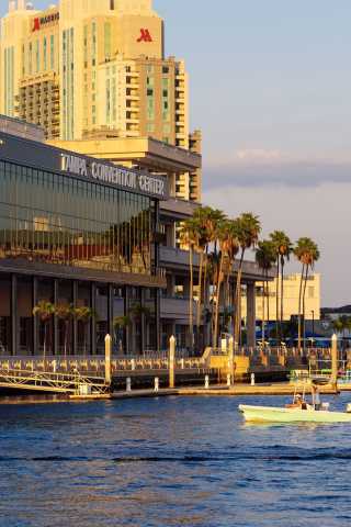 Tampa Convention Center exterior at sunrise