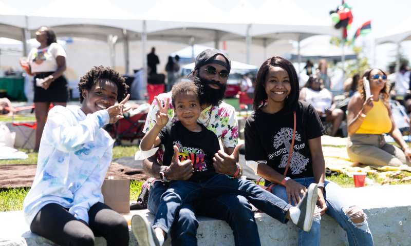 Family enjoying the day at Juneteenth Festival at Lake Merritt in Oakland California