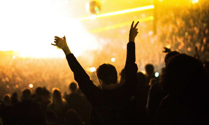 Person enjoying a concert at the Oakland Arena in Oakland California