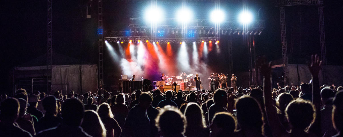 A crowd enjoys live music as part of the Southern Grown Festival on Sea Island, Georgia