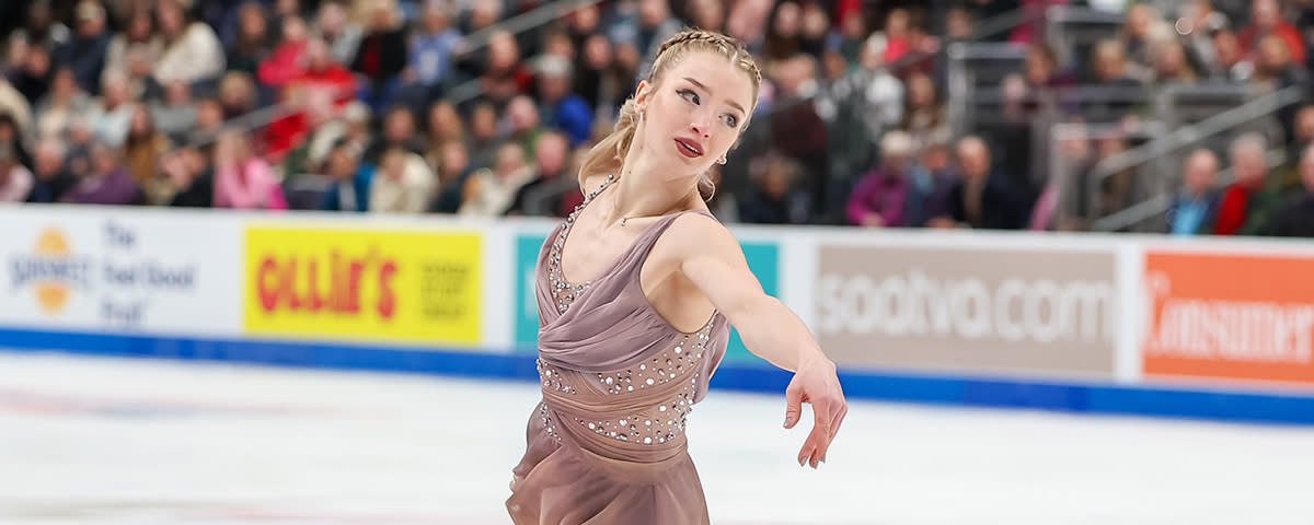Amber Glenn performs on the ice