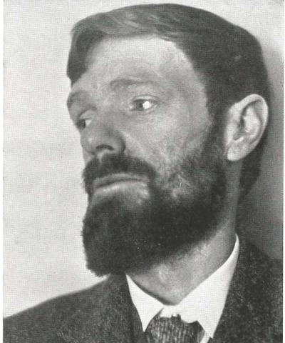 DH Lawrence headshot in black and white.